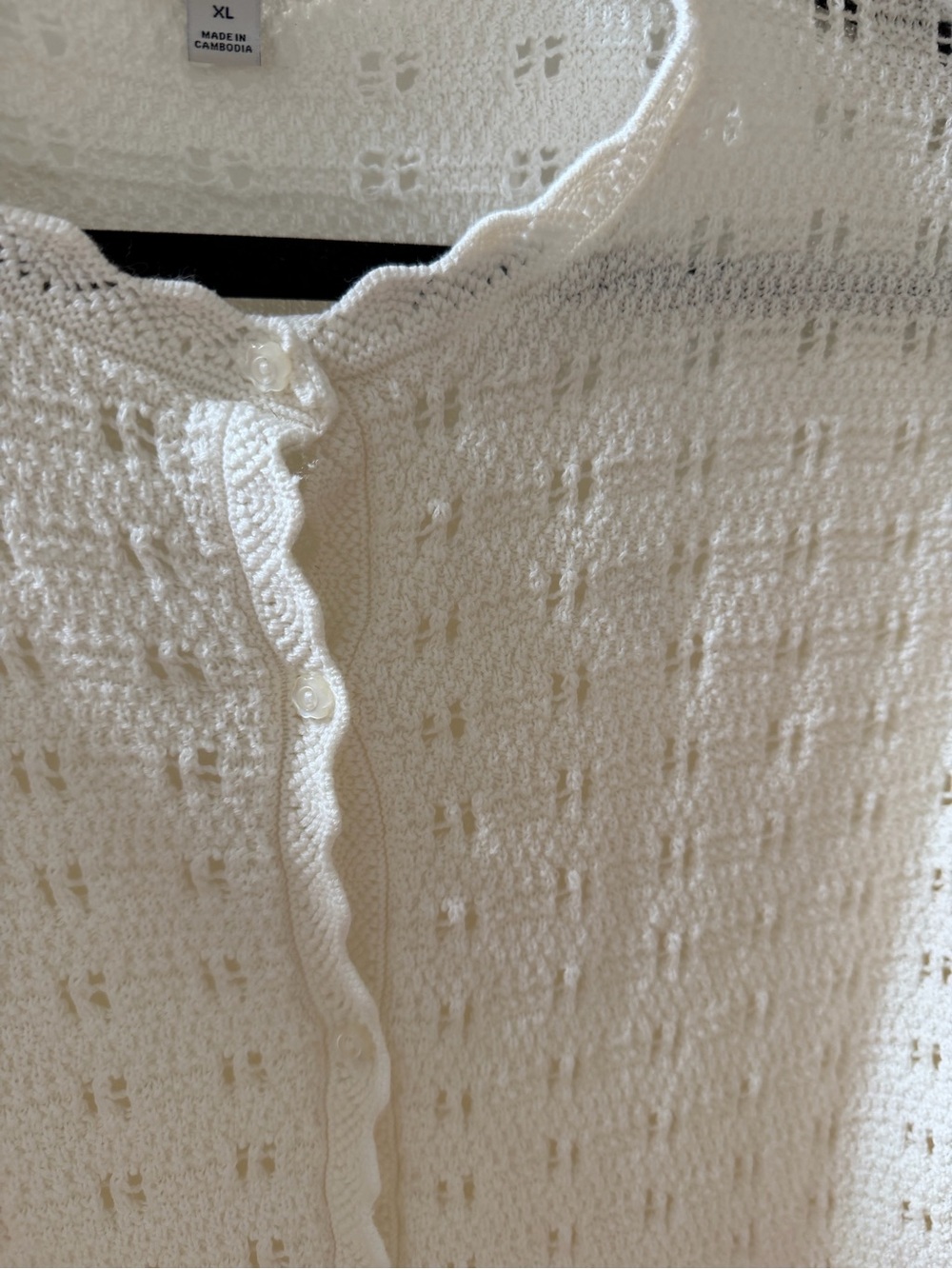 J. Crew Factory Scalloped Pointelle 100% Cotton Cardigan. Cottagecore. Crochet. - Picture 3 of 7